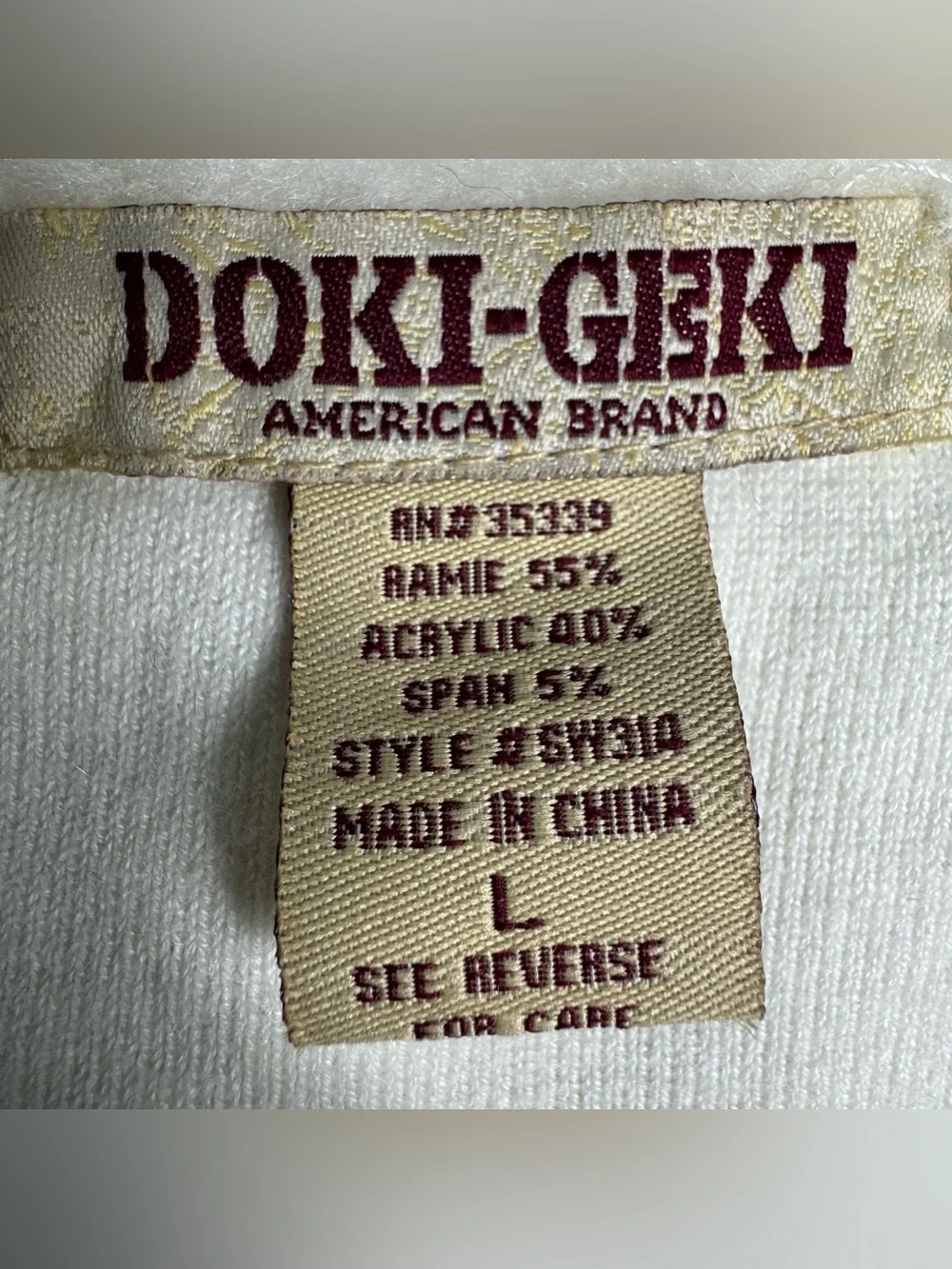 Vtg Y2K Doki Geki Ivory Button Cardigan Faux Fur Collar Winter Coquette Size L